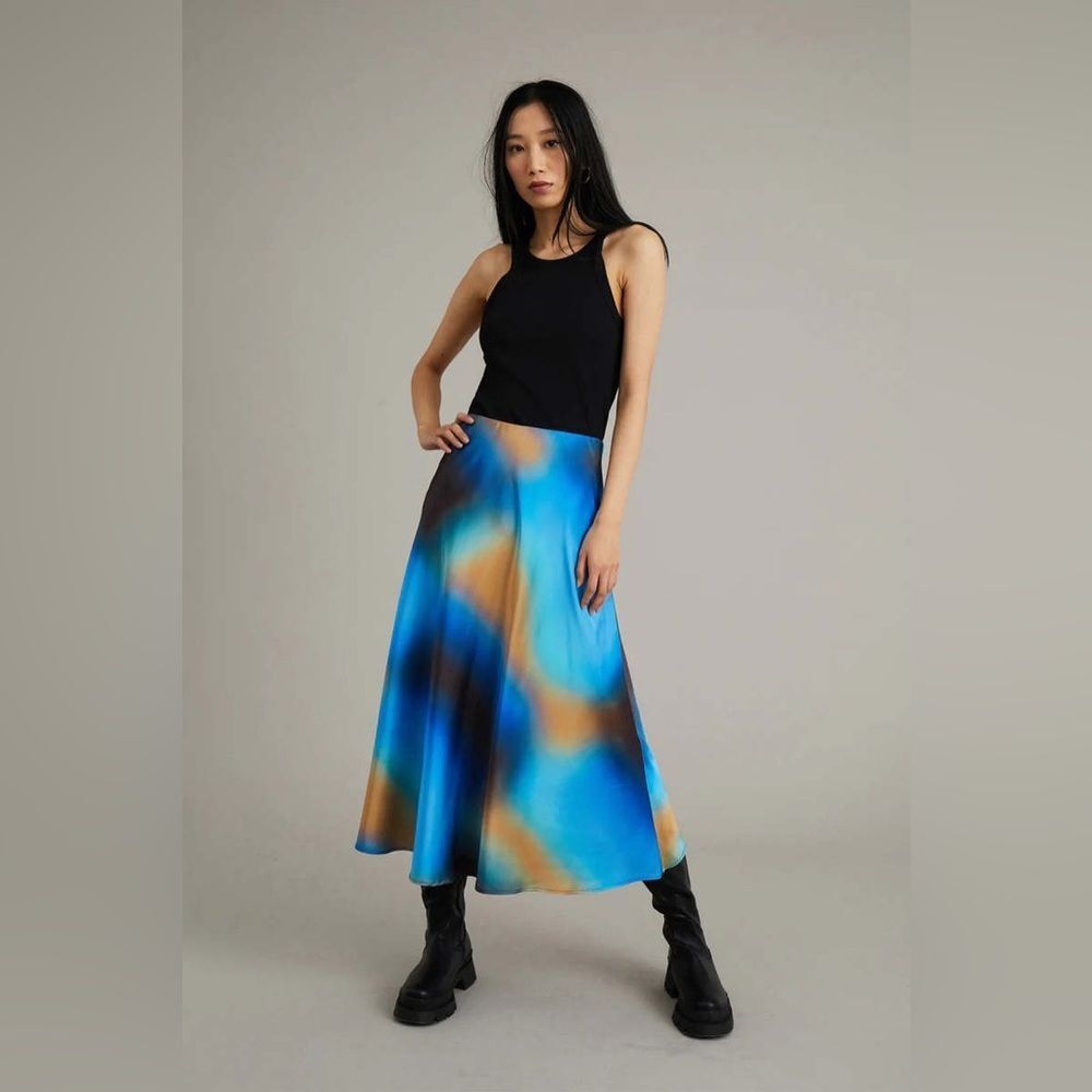 Blue and Orange Midi Skirt